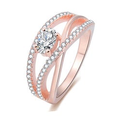 Серебряное кольцо с покрытием из розового золота с цирконами Beneto AGG331 цена и информация | Кольца | pigu.lt