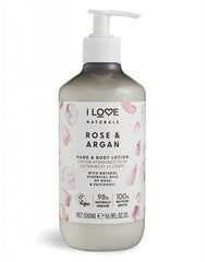 Drėkinamasis rankų ir kūno losjonas I Love Naturals Natura ls Rose & Argan, 500 ml цена и информация | Кремы, лосьоны для тела | pigu.lt