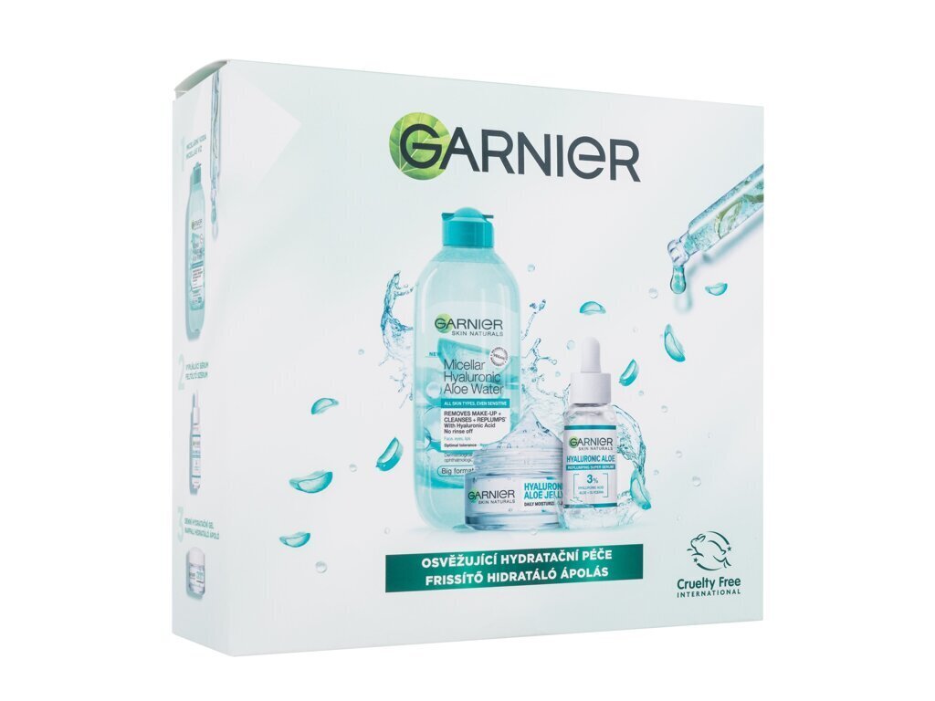 Veido priežiūros kosmetikos rinkinys moterims Garnier Skin Naturals Hyaluronic Aloe: micelinis vanduo, 400 ml + serumas, 30 ml + gelinis kremas 50 ml. цена и информация | Veido aliejai, serumai | pigu.lt