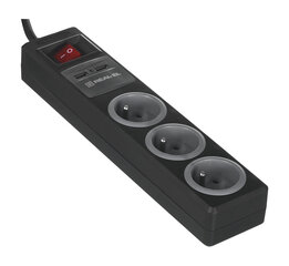 REAL-EL FRS-3 USB Charge Удлинитель с защитой от перенапряжения 2x USB 1,8 м Черный цена и информация | Удлинители | pigu.lt