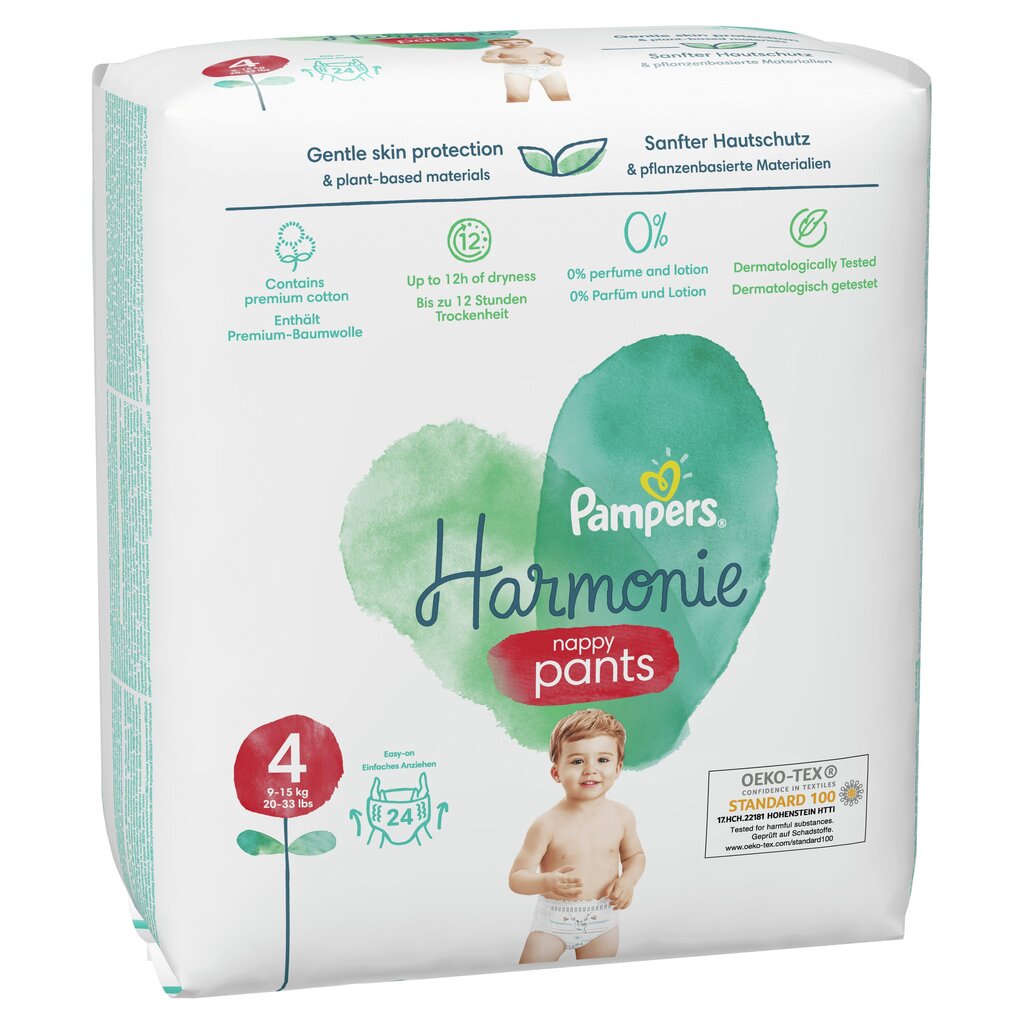 Sauskelnės-kelnaitės Pampers Harmonie Monthly pack, 4 dydis, 9-15 kg, 96 vnt. kaina ir informacija | Sauskelnės | pigu.lt