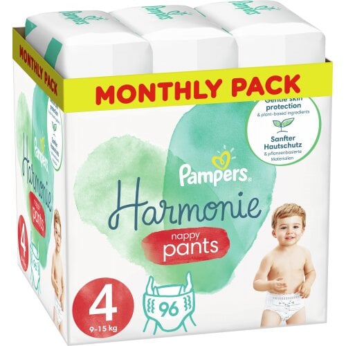 Sauskelnės-kelnaitės Pampers Harmonie Monthly pack, 4 dydis, 9-15 kg, 96 vnt. цена и информация | Sauskelnės | pigu.lt