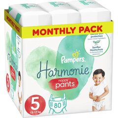 Подгузники-трусики Pampers Harmonie Monthly pack, размер 5, о, 12-17 кг, 80 шт. цена и информация | Подгузники | pigu.lt