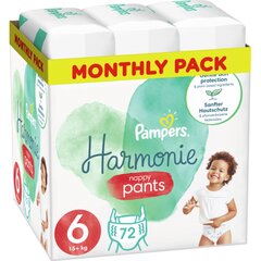 Памперсы-трусики Pampers Harmonie Monthly pack, 6 размер, 15+ кг, 72 шт. цена и информация | Подгузники | pigu.lt