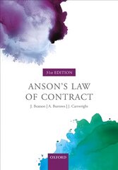 Anson's Law of Contract 31st Revised edition цена и информация | Книги по экономике | pigu.lt