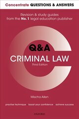 Concentrate Questions and Answers Criminal Law: Law Q&A Revision and Study Guide 3rd Revised edition цена и информация | Книги по экономике | pigu.lt