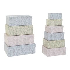 Universalių dėžučių rinkinys DKD Home Decor Gėlės Kartonas (43,5 x 33,5 x 15,5 cm) kaina ir informacija | Daiktadėžės | pigu.lt