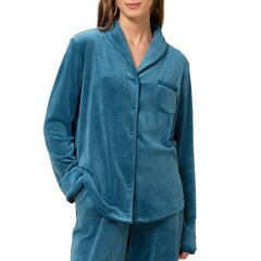 Miego palaidinė moterims Triumph Mix & Match Velour Boyfriend Top 7613139707295, mėlyna цена и информация | Женские пижамы, ночнушки | pigu.lt