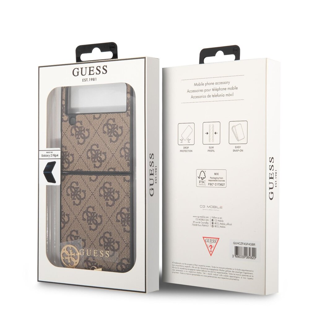 Guess 4G Charms Case, skirtas Samsung Galaxy Z Flip 4, rudas kaina ir informacija | Telefono dėklai | pigu.lt