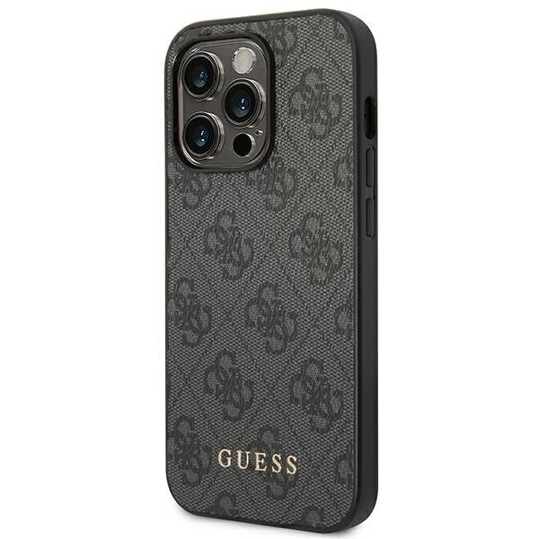 Guess GUHCP14XG4GFGR iPhone 14 Pro Max 6.7 &quot;gray / gray hard 4G Metal Gold Logo kaina ir informacija | Telefono dėklai | pigu.lt