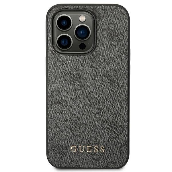 Guess GUHCP14XG4GFGR iPhone 14 Pro Max 6.7 &quot;gray / gray hard 4G Metal Gold Logo kaina ir informacija | Telefono dėklai | pigu.lt