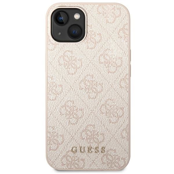 Guess GUHCP14SG4GFPI iPhone 14 6.1 &quot;pink / pink hard 4G Metal Gold Logo kaina ir informacija | Telefono dėklai | pigu.lt