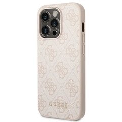 Guess GUHCP14XG4GFPI iPhone 14 Pro Max 6.7 &quot;pink / pink hard 4G Metal Gold Logo kaina ir informacija | Telefono dėklai | pigu.lt