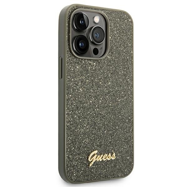 Guess GUHCP14LHGGSHN iPhone 14 Pro 6.1 &quot;green / green hard Glitter Script kaina ir informacija | Telefono dėklai | pigu.lt