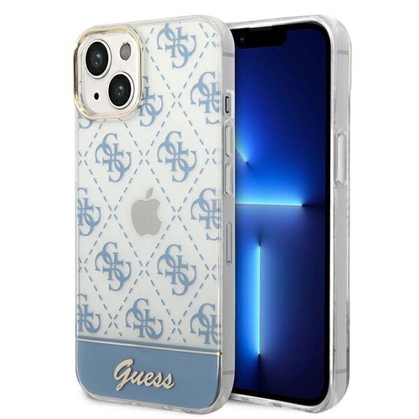 Guess GUHCP14SHG4MHB iPhone 14 6.1 &quot;blue / blue 4G Pattern Script цена и информация | Telefono dėklai | pigu.lt