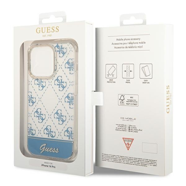 Guess GUHCP14LHG4MHB iPhone 14 Pro 6.1 &quot;blue / blue hard4G Pattern Script kaina ir informacija | Telefono dėklai | pigu.lt