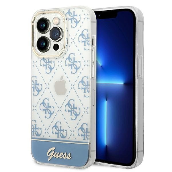 Guess GUHCP14LHG4MHB iPhone 14 Pro 6.1 &quot;blue / blue hard4G Pattern Script kaina ir informacija | Telefono dėklai | pigu.lt