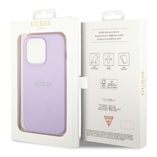 Guess GUHCP14XPSASBPU iPhone 14 Pro Max 6.7 &quot;purple / purple Saffiano Strap kaina ir informacija | Telefono dėklai | pigu.lt
