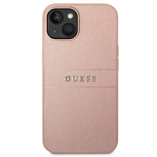 Guess GUHCP14SPSASBPI iPhone 14 6.1 &quot;pink / pink Saffiano Strap kaina ir informacija | Telefono dėklai | pigu.lt