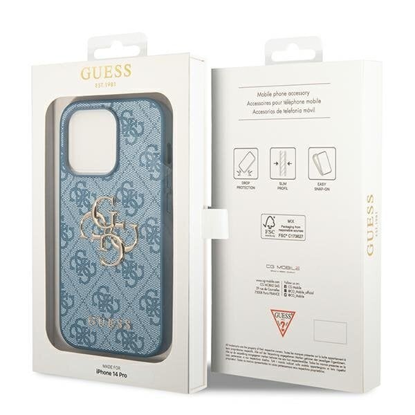 Guess GUHCP14X4GMGBL iPhone 14 Pro Max 6.7 &quot;blue / blue 4G Big Metal Logo цена и информация | Telefono dėklai | pigu.lt