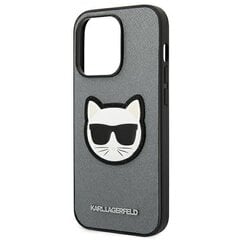 Karl Lagerfeld KLHCP14LSAPCHG iPhone 14 Pro Saffiano Choupette Head Patch Silver kaina ir informacija | Telefono dėklai | pigu.lt