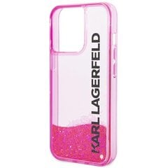 Karl Lagerfeld KLHCP14LLCKVF iPhone 14 Pro Liquid Glitter Elong Pink kaina ir informacija | Telefono dėklai | pigu.lt