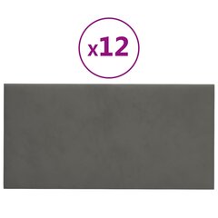 Sienų plokštės, 12vnt., pilkos, 30x15cm, aksomas, 0,54m² kaina ir informacija |  Lubų, sienų dekoro elementai | pigu.lt