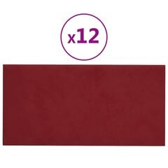 Sienų plokštės, 12vnt., vyno, 30x15cm, aksomas, 0,54m² kaina ir informacija | Lubų, sienų dekoro elementai | pigu.lt