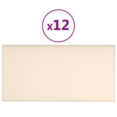 Sienų plokštės, 12vnt., kreminės, 30x15cm, aksomas, 0,54m² kaina ir informacija | Lubų, sienų dekoro elementai | pigu.lt