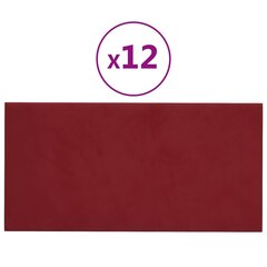 Sienų plokštės, 12vnt., vyno, 60x30cm, aksomas, 2,16m² kaina ir informacija | Lubų, sienų dekoro elementai | pigu.lt