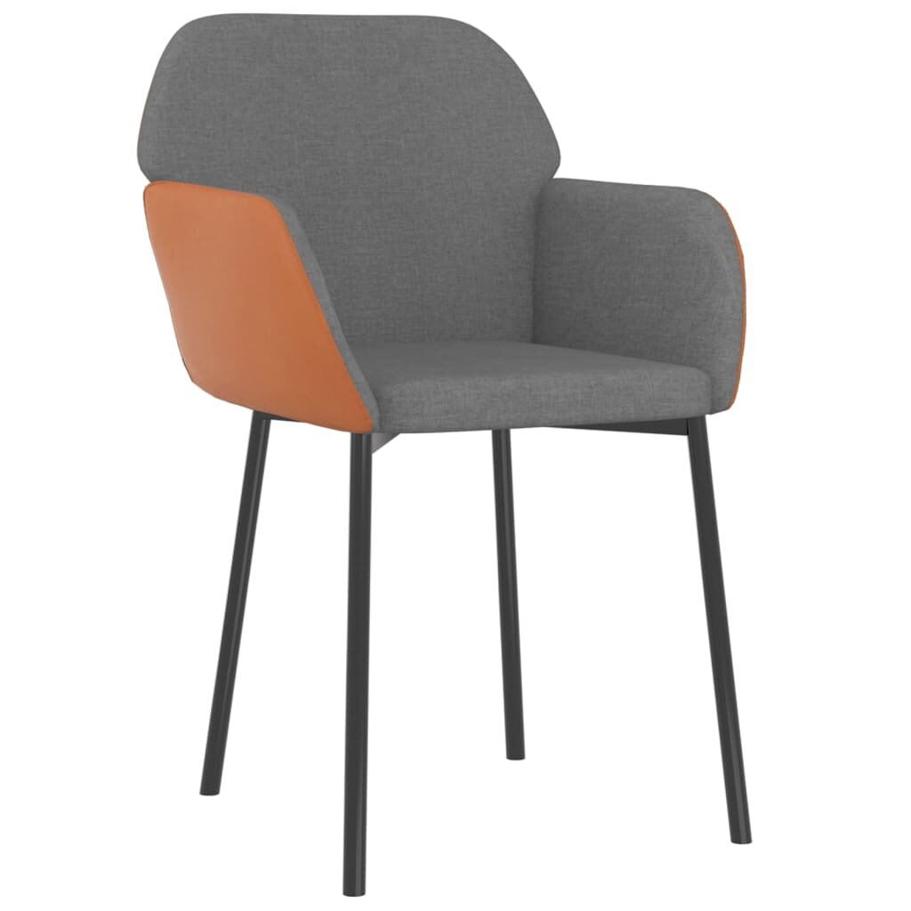 Valgomojo kėdės, 2vnt., šviesiai pilkos, audinys/dirbtinė oda kaina ir informacija | Virtuvės ir valgomojo kėdės | pigu.lt