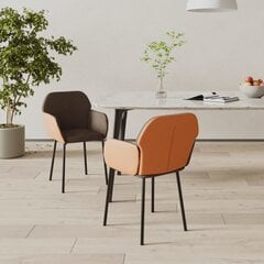 Valgomojo kėdės, 2vnt., rudos spalvos, audinys ir dirbtinė oda kaina ir informacija | Virtuvės ir valgomojo kėdės | pigu.lt