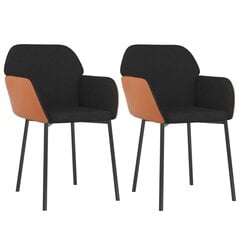 Valgomojo kėdės, 2vnt., juodos spalvos, audinys ir dirbtinė oda kaina ir informacija | Virtuvės ir valgomojo kėdės | pigu.lt