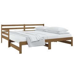 Ištraukiama lova, medaus ruda, 2x90x190cm, pušies masyvas kaina ir informacija | Lovos | pigu.lt