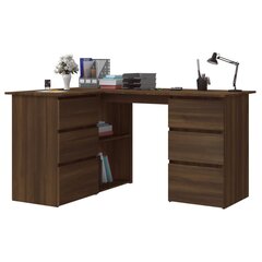 Kampinis rašomasis stalas, rudas ąžuolo, 145x100x76cm, mediena kaina ir informacija | Kompiuteriniai, rašomieji stalai | pigu.lt