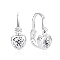 Нежные серебряные серьги в форме сердца Beneto AGUC2557D-WHITE цена и информация | Серьги | pigu.lt