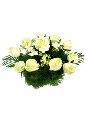 Vėlinių vainikas iš dirbtinių rožių ir baltų gėlių kaina ir informacija | Dirbtinės gėlės | pigu.lt