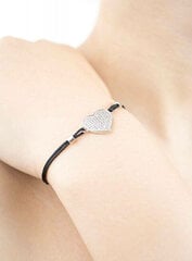 MOISS Черный текстильный браслет с сердечком B0000780 цена и информация | Женские браслеты | pigu.lt
