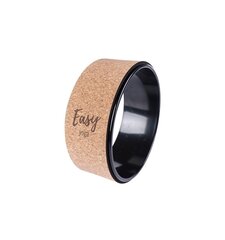 JOGOS ŽIEDAS EASY FITNESS CORK YOGA WHEEL NATURAL BLACK kaina ir informacija | Jogos prekės | pigu.lt