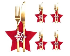 Stalo įrankių dėklas Kalėdos 4 vnt Star Red 311378A цена и информация | Рождественские украшения | pigu.lt