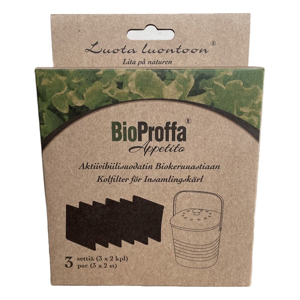 Biologinių atliekų surinkimo konteineris BioProffa Apetito Bamboo, 3,8L. Aktyvintos anglies filtras: 3 komplektai (1 komplekte: 2 filtrai) kaina ir informacija | Komposto dėžės, lauko konteineriai | pigu.lt