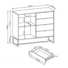 Комод AKL Furniture Amber AK103, коричневый цена и информация | Комоды | pigu.lt