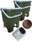 Virtuvinis komposteris Bokashi, dviguba pakuotė, Skaza Organko, 16 L, alyvuogių žalios/ baltos spalvos, 1kg Bokashi granulių kaina ir informacija | Komposto dėžės, lauko konteineriai | pigu.lt