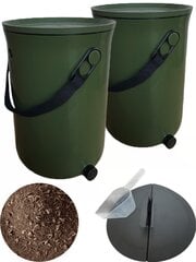 Virtuvinis komposteris Bokashi, dviguba pakuotė, Skaza Organko 2, 9,6 L, alyvuogių žalios spalvos, 1kg Bokashi granulių kaina ir informacija | Komposto dėžės, lauko konteineriai | pigu.lt