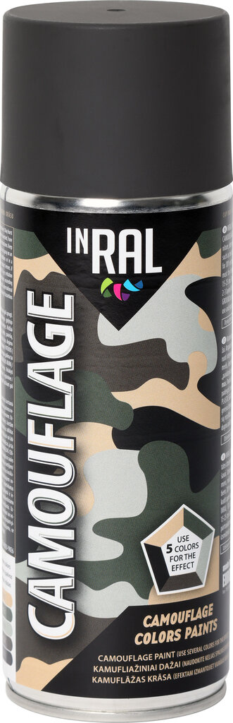 INRAL Camouflage RAL9021, Deguto juoda, matinė, 400ml lauko dažai цена и информация | Dažai | pigu.lt