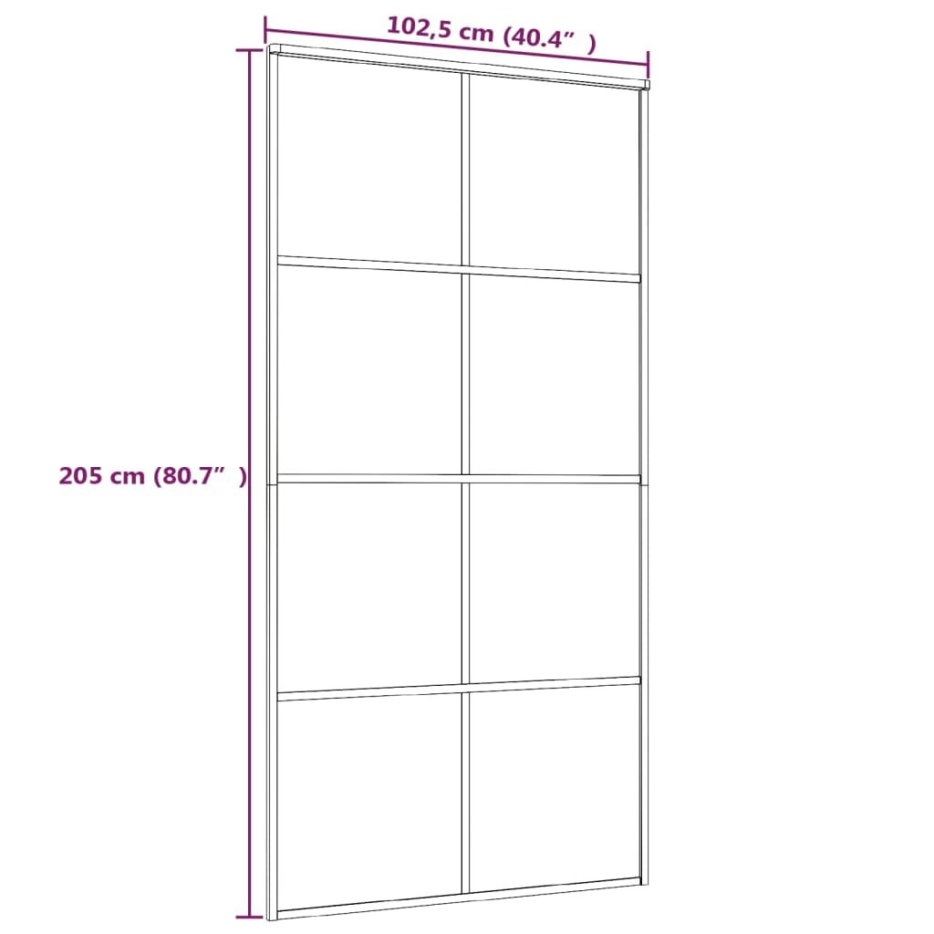 Stumdomos durys, juodos, 102,5x205cm, ESG stiklas ir aliuminis kaina ir informacija | Vidaus durys | pigu.lt