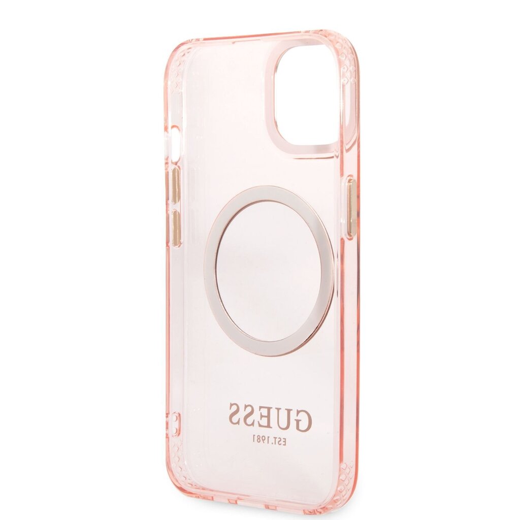 Guess Translucent MagSafe Compatible Case, skirtas iPhone 13, rožinis kaina ir informacija | Telefono dėklai | pigu.lt