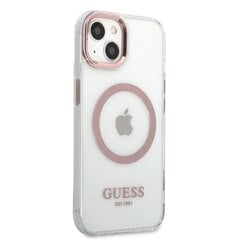 Guess Transparent MagSafe Compatible Case, skirtas iPhone 13, rožinis kaina ir informacija | Telefono dėklai | pigu.lt