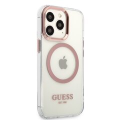 Guess Transparent MagSafe Compatible Case, skirtas iPhone 13 Pro Max, rožinis kaina ir informacija | Telefono dėklai | pigu.lt