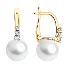 Auksiniai auskarai moterims su perlu ir kristalais kaina ir informacija | Auskarai | pigu.lt